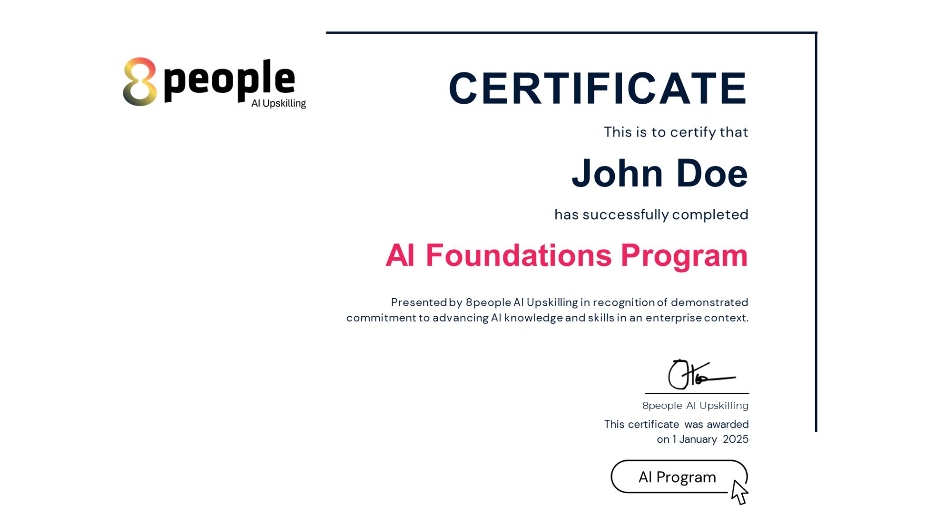 certificate 8people ai upskilling program olivera tomic founder 8people